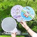 Cartoon Folding Mini Hand Fan – Small Portable Round Foldable Cute Handheld Fan for Women & Children, Pocket-Sized Summer Travel Fan. 