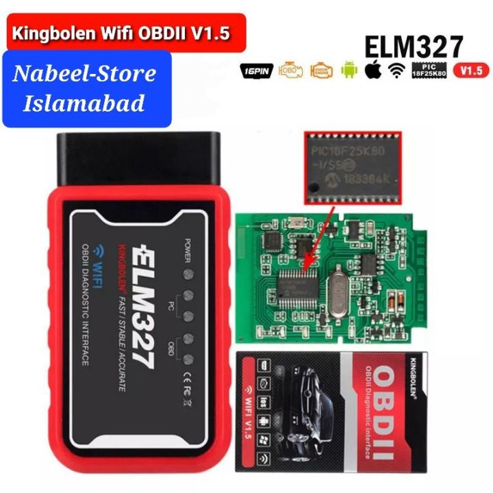 100% Original KINGBOLEN OBD2 ELM327 OBD2 PIC18F25K80 Chip WIFI V1.5 for Android I O S Car Error Check Light Code Reader Diagnostic Car Scanner OBDII 16PIN Interface Adapter