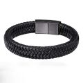 Black PU Leather Magnetic Bracelet Men's Mature and Stable and Elegant Giving Men The Best Gift for Men. 