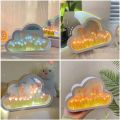 DIY Cloud Mirror Tulip Lamp Night Light Girl Bedroom Ornaments Photo Frame Handmade Glass Bedside Sleep Light Christmas Gifts. 