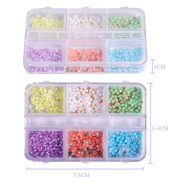 Hot%20Selling%206%20Grids%20Macaron%203D%20Resin%20Five-petal%20Flowers%20Nail%20Art%20Deaoration%20Mixed%20Small%20Nail%20Ball/Crystal/Flamer%20Accessories%20-%20Image%203