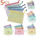 5PCS A4 A5 A6 Zip File Folders Stationery Storage Folder File Mesh Zipper Pouch Document Bag School Office Supplie.