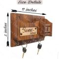 Wooden Wall-Mounted Key Holder and Mobile Stand, Natural Wood Finish, Stylish and Functional. 