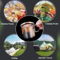 Stainless Steel Camping Cup 250/350/500/700ml Portable Mountaineering Cups With Foldable Handle Outdoor Water Mug Drinkware. 