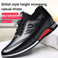 Men's Inner height increasing Soft Bottom Genuine Leather Shoes Waterproof casual shoes Breathable Odor-Destroying Leather Shoes.