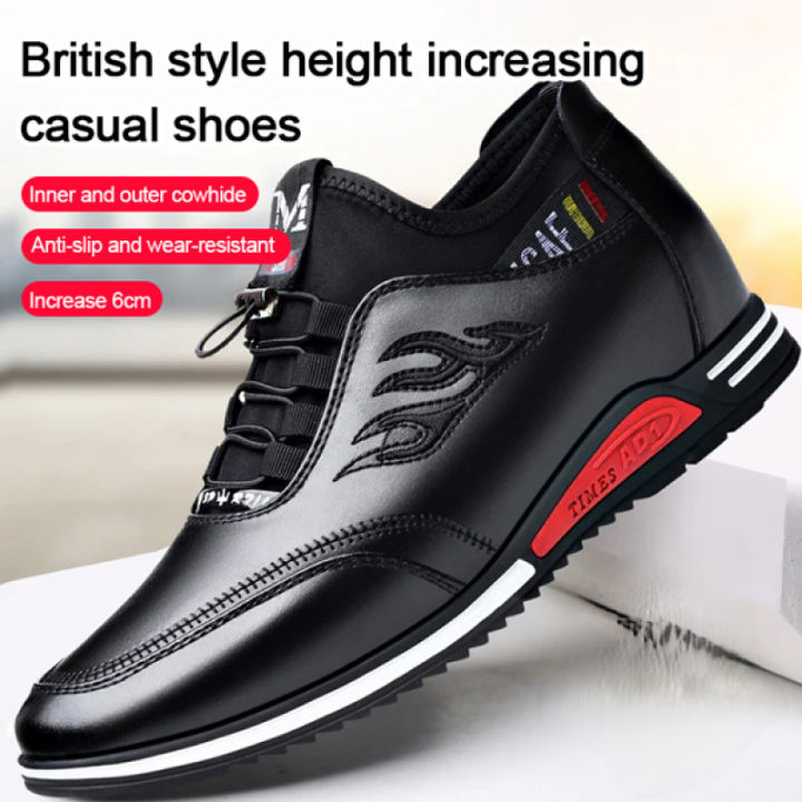 Men's Inner height increasing Soft Bottom Genuine Leather Shoes Waterproof casual shoes Breathable Odor-Destroying Leather Shoes