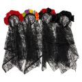 1PCS Black Veil Halloween Rose Flower Headband Costume Cosplay Wedding Mexican Rose Flower Crown Headband Day of The Dead Party. 