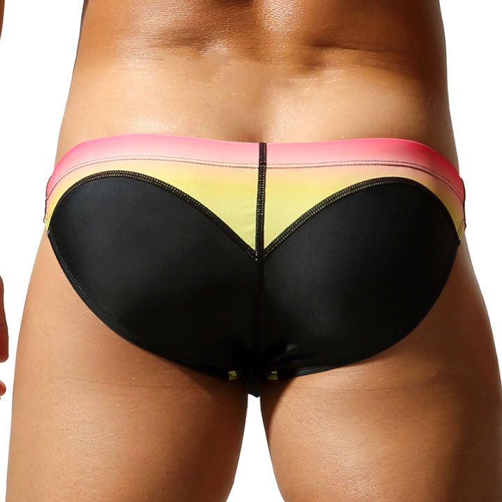 SEOBEAN Men's Low-Waist Triangle Swimsuit  Tight with Rope Fashion Gradient Color Men's Swimwear