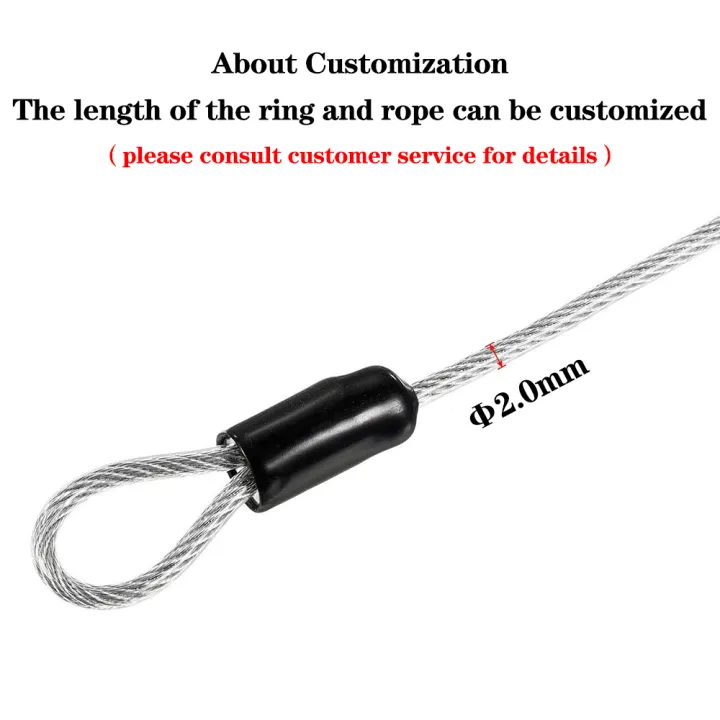 2PCS%202mm%20Transparent%20PVC%20Coated%20Cable%20304%20Stainless%20Steel%20Wire%20Rope%20Luggage%20Lock%20Core%20Wire%20With%20Double%20Ring%200.3/0.4/0.5/1/1.5/2M%20-%20Image%203