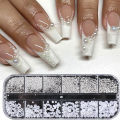 White Pearls Nail Art Rhinestones Half Round Bead Mixed Size Half Round Flatback Pearls For DIY Decoration Nail Bead Stones. 