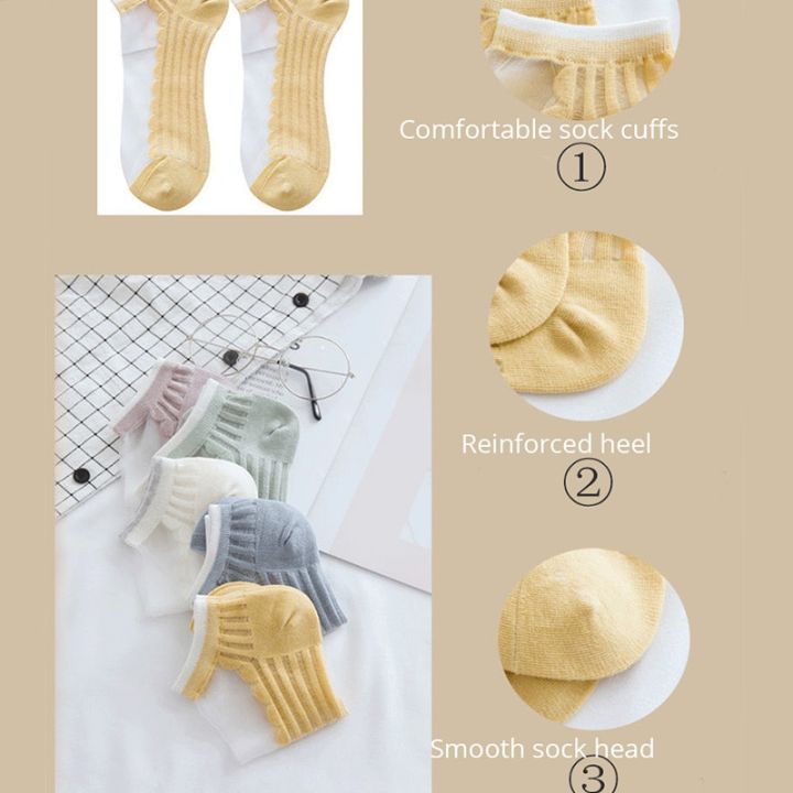 5%20Pairs%20Of%20Womens%20Glass%20Fiber%20Spring%20And%20Summer%20Thin%20Transparent%20Breathable%20Socks%20Candy%20Color%20Polyester%20Sock%20Bottom%20-%20Image%206