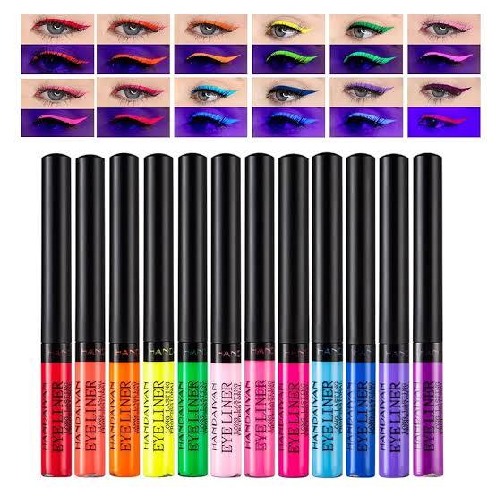 12 Colors Neon Liquid Eyeliner Set – Waterproof, Long-Lasting, Smudge-Proof, Colorful Eye Makeup