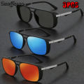SEAMERGO 3PCS Large Frame Square Polarized Sunglasses Man High-end 2025 Ultraviolet-proof Travel Beach Women's Grade Glasses. 