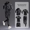 New Men's Sportswear 1-5Pcs Suit  All-Season Running Cycling Fitness Quick Drying Clothing Jogging Training Men's Track Suit Set. 
