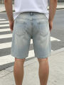 Men Pants Jeans Clothing Denim Trousers Shorts Men's Light Wash Ripped Distressed Casual Denim Shorts. 