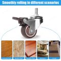 4 Pcs 1.5 Inch Universal Stem Caster Wheels TPR Screw Lever Castors Swivel Stem Wheels with M8 Thread Rods for Carts Furniture. 