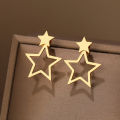 Stainless Steel Earrings New Classic Kpop Sweet Double Stars Temperament Girl's Daily Wear Pendants Earrings For Women Jewelry.