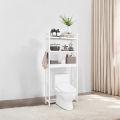 Freestanding 3-Tier Over-The-Toilet Organizer Rack – Waterproof Metal Bathroom Storage Shelf for Space-Saving.