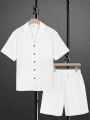 New Men's Summer Casual Sport 2 Piece Sets Fashion Cotton Linen Short Sleeve Shirt and Shorts Suit Men Loose Sport Shirt Outfits. 