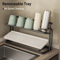 2 layer Bottle Drying Rack Cups Storage Rack with Drain Tray, Mug Organizer for Kitchen, Coffee Mug Holder for Kitchen Counter. 