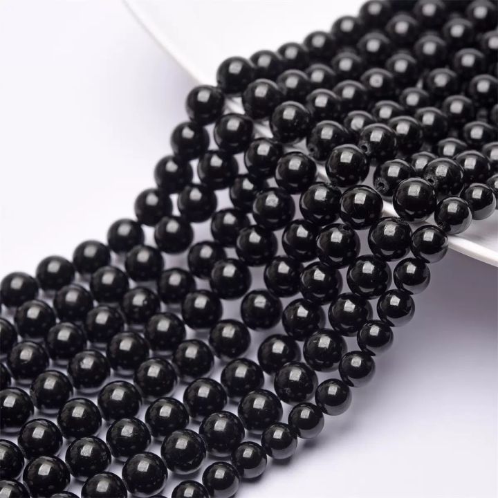 Natural%20black%20tourmaline%20round%20beads%20DIY%20bracelet%20necklace%20jewelry%20accessories%20-%20Image%203