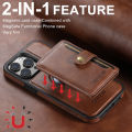 SUTENI Leather Card Holder Wallet Case 2-in-1 Bracket Compatible with Magsafe Wireless Charging For iPhone 16ProMax 15Plus 14 13. 