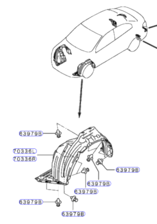 SKU-A267%20(1%20set%20of%2013%20side%20connectors)%20plastic%20anchor%20Fender%20plastic%20front%20fender%20Mitsubishi%20MIRAGE-ATTRAGE%20(2014-2020)%20-%20Image%202