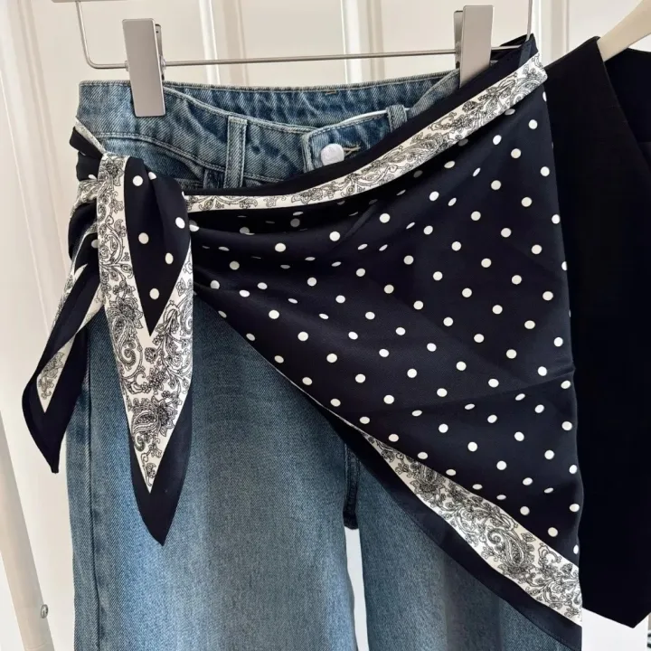 Fashion%20Multi-functional%20Floral%20Triangle%20Scarf%20Matching%20Pants%20Silk%20Satin%20Women's%20Necktie%20Decorative%20Headscarf%20Summer%20-%20Image%202