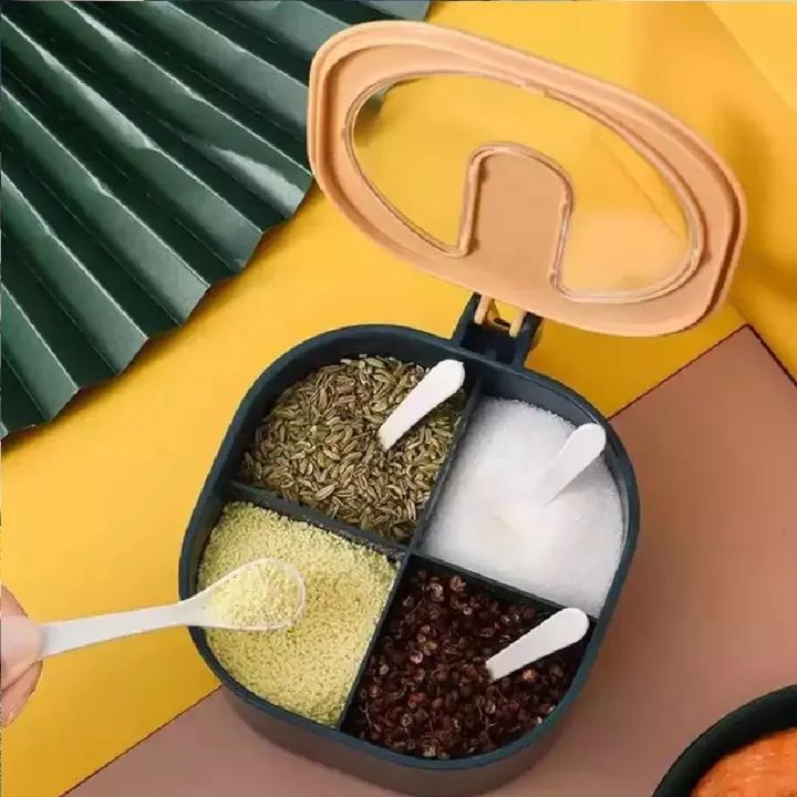 Partition Cooking Pan 4 in 1 Partition kitchen Seasoning Box Masala Box Set 4 Grid Portion ...