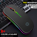 FunBug Dual Mode Rechargeable Wireless Bluetooth Gaming Mouse RGB with adjustable DPI ~ Silent Click, Ultra-thin Mini Wireless 2.4G Optical Mouse with MousePad for Laptop, PC, Computer, Mobile, MacBook, iPad, Tablet, Smart LED TV. 
