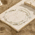 S925 heart-shaped double-layer ankle bracelet, simple and elegant, suitable for daily wear, hypoallergenic.