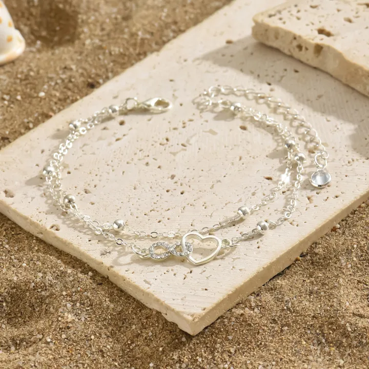S925%20heart-shaped%20double-layer%20ankle%20bracelet,%20simple%20and%20elegant,%20suitable%20for%20daily%20wear,%20hypoallergenic%20-%20Image%203