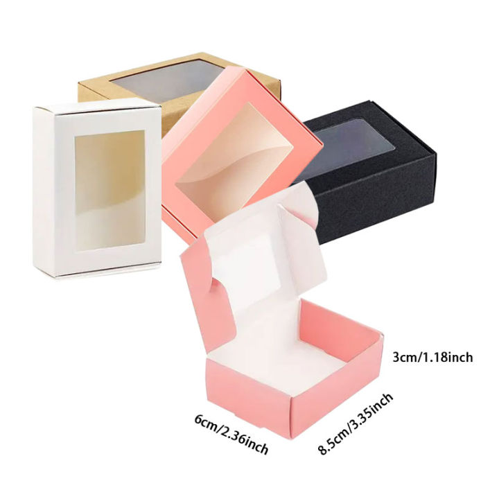 10pcs Square Cake Carriers Clear Windows, White Paper Boxes For Pies, Donuts, Muffins, Chocolates, Ideal For Weddings, Parties