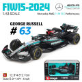 Bburago 1:43 Mercedes-AMG Petronas F1 Equipo W15 2024 # 44 Hamilton # 63 George Russell coche de aleación modelo fundido a presi. 