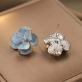 Fashion Jewelry Sweet Design Spring/Summer Blue Pink Enamel Flower High End Earrings Party Gifts for Women.