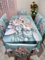 Digital 3D print dining table cover with 6pc matching chair cover_ full 7 pc set.