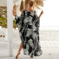 Women's Plus Size Animal Print V-Neck Batwing Kaftan Beach Dress Bathing Suit Cover-Up Loungewear. 