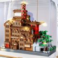3687-Piece Hongyao Cave Building Block Set - Mixed Colors, Enhances Creativity and Concentration, Features Traditional East Asian Architecture. 
