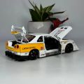 1:24 Nissan Skyline Ares GTR R34 Alloy Modified Wide Body Sports Car Model Diecast Raing Car Model Sound and Light. 