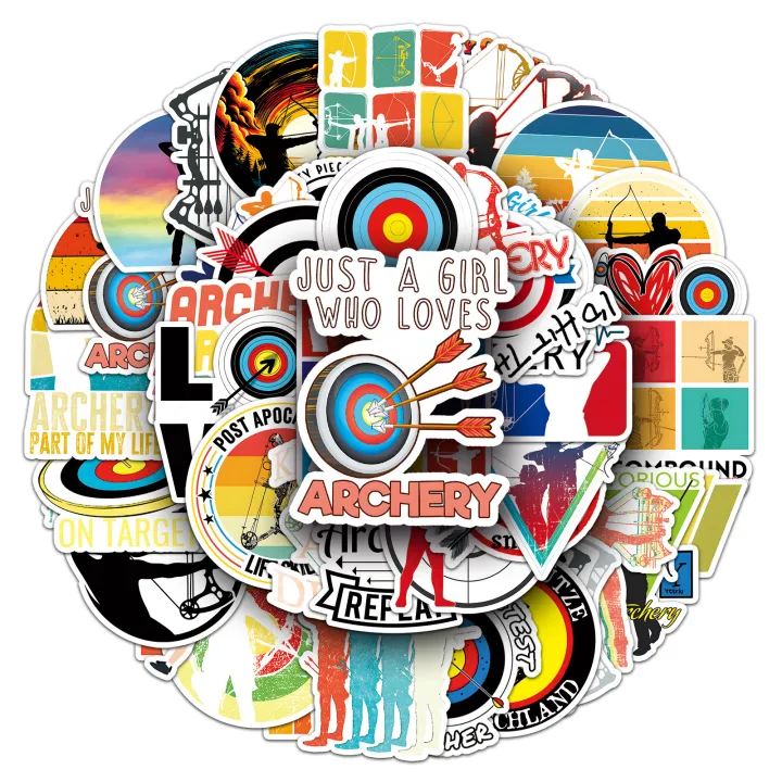 50%20Pcs%20Archery%20Sports%20Waterproof%20Stickers%20Graffiti%20Decorative%20for%20Archery%20Lovers%20Skateboard%20Stationery%20Laptop%20Trendy%20Decals%20-%20Image%204