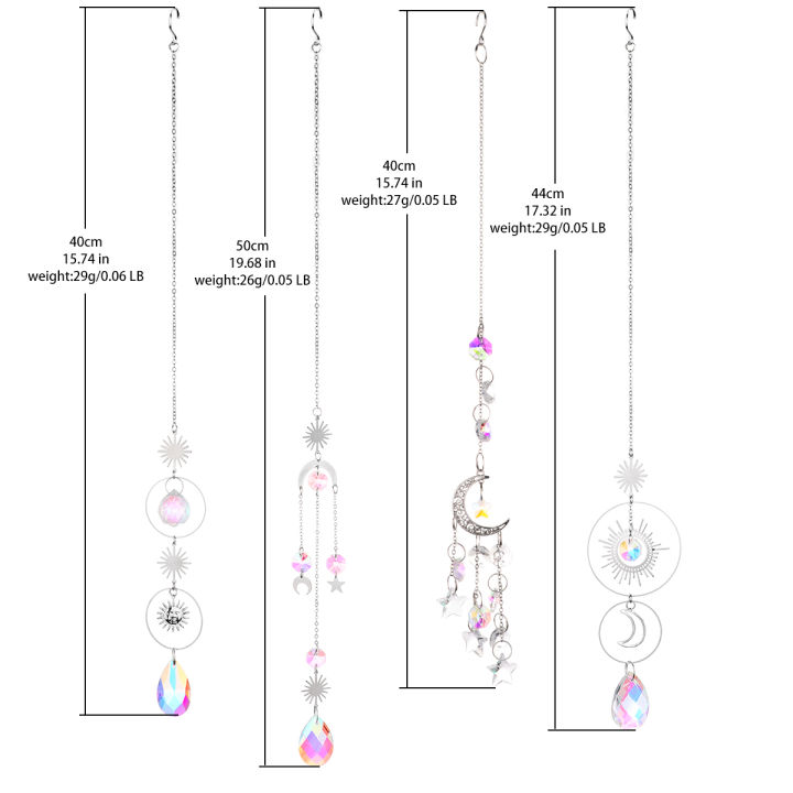 4%20Pcs%20Silver%20Metal%20Boho%20Dreamcatcher%20Crystal%20Pendant%20Hanging%20Sun%20Catcher%20Crystal%20Suncatcher%20Garden%20Outdoor%20Decors%20Girl's%20%20-%20Image%206