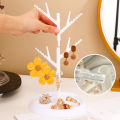 1pc Plastic White/Black/Transparent Tree Shap Jewelry Display Stand Necklace Ring Bracelet Organizer Circular Base Jewelry Tray. 