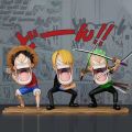 15cm One Piece Luffy Figures Three Captains Sanji Monkey D Luffy Roronoa Zoro Action Figure The Hungry Trio PVC Anime Model Toys. 