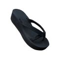 Black rubber wedge heels for ladies new arrival best shoe designs trending fashions 4cm height heel by ruky choiceit shoes. 