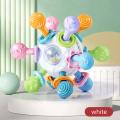 Baby Manhattan Grasping Ball - 3-in-1 Teether, Rattle, and Soft Rubber Grasping Toy for Early Education and Teething Relief.
