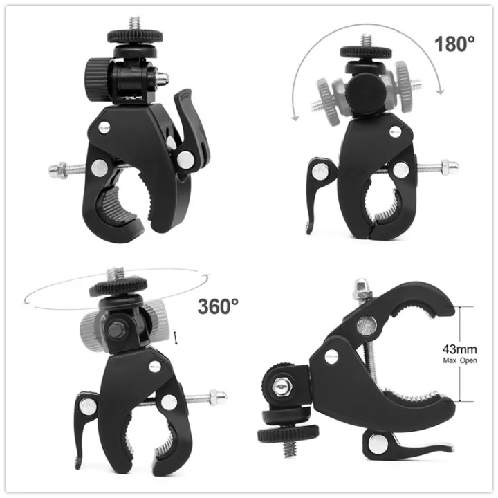 Black%201/4%20Bike%20Bicycle%20Motorcycle%20Handlebar%20Handle%20Clamp%20Bar%20Camera%20Mount%20Tripod%20Adapter%20Accessories%20For%20Gopro%20Hero%209%208%207%206%20OSMO%20-%20Image%206