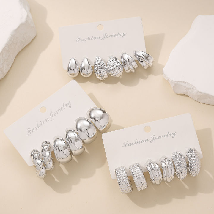 Elegant%20Water%20Drop%20C-shaped%20Hoop%20Earrings%20Irregular%20Personality%20CCB%20Earrings%20Versatile%20Women's%20Daily%20Wear%20Dating%20Party%20Jewelry%20-%20Image%205