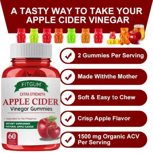 Fitgum Extra Strength Apple Cider Vinegar Gummies 60 Gummies