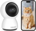 DEKCO 2K Indoor WiFi IP Security Camera 360-Degree Baby Monitor, Motion Tracking, Night Vision, 2 Way Audio, Compatible with Alexa. 