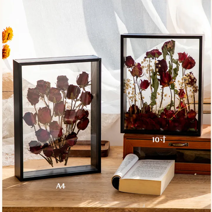 4cm%20Deep%20Transparent%20Shadow%20Box%20Frames%20Bouquet%20Display%20Flower%20Case%20Deep%20for%20Crafts%203D%20Picture%20Memorabilia%20Memory%20Wooden%20Tabletop%20-%20Image%203